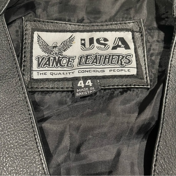 Vintage Vance Leathers Men’s Black Motorcycle Vest Size 44 - Picture 2 of 5